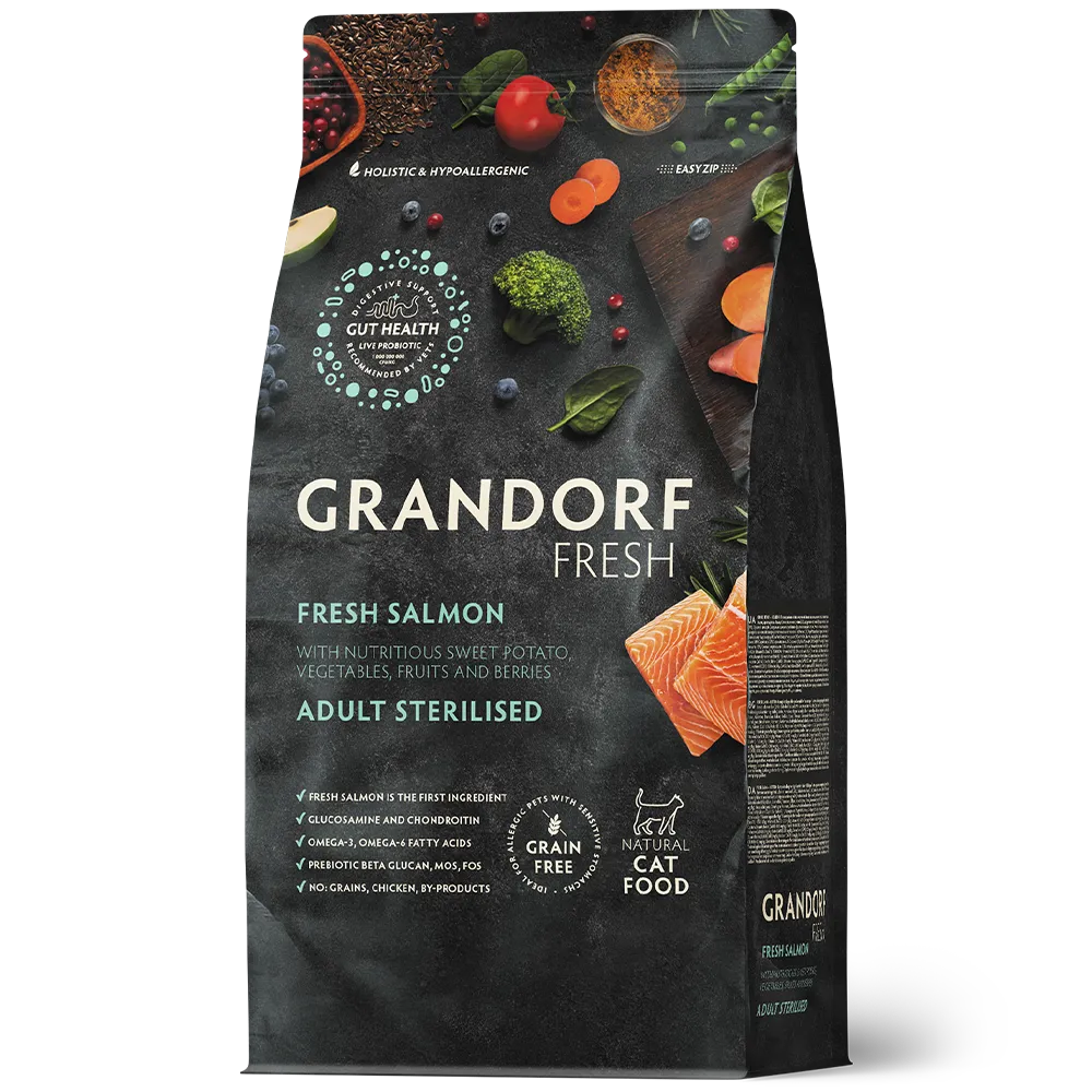 Grandorf Fresh для стерилизованных кошек (лосось со сладким картофелем), 400 г