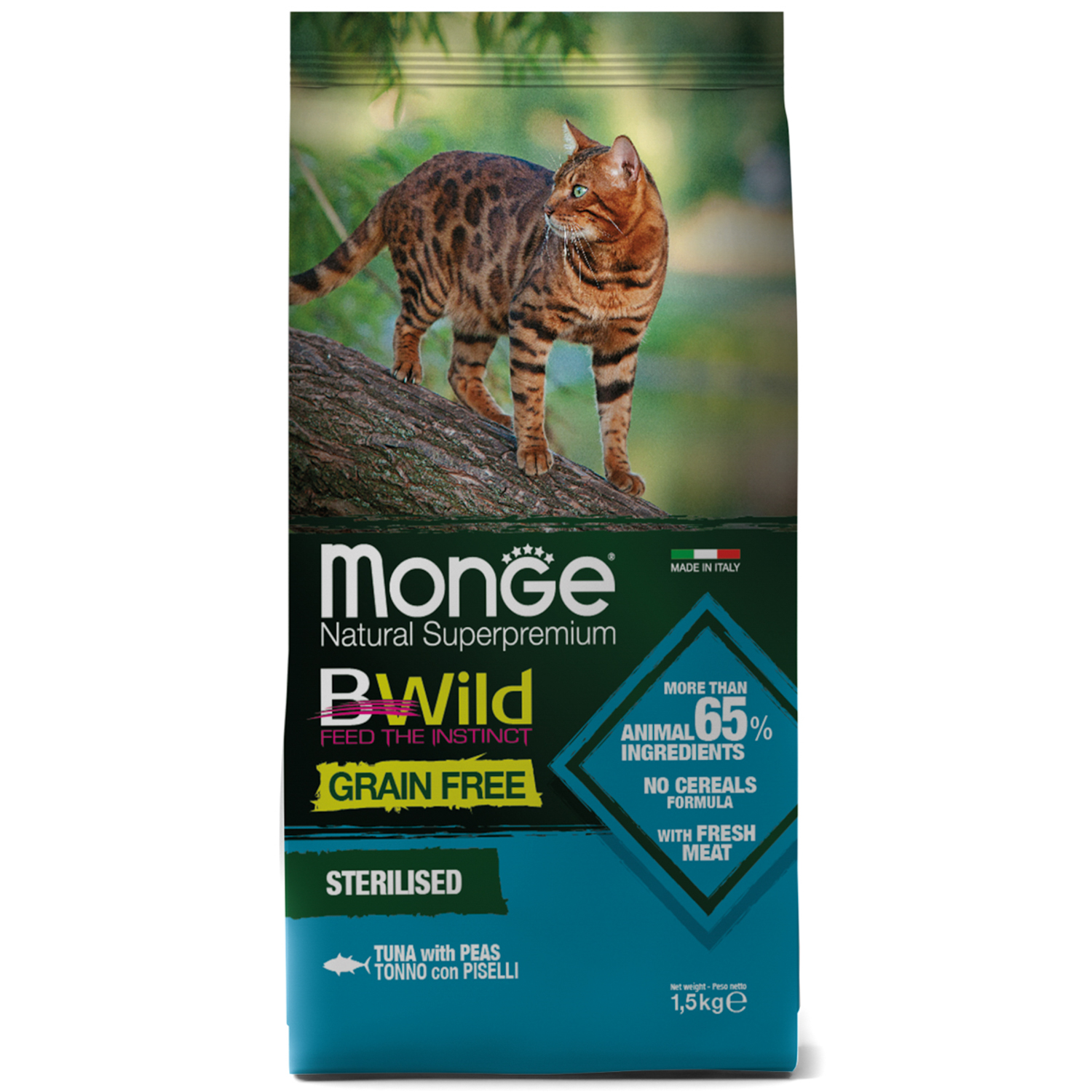 Monge BWild Grain Free для стерилизованных кошек (с тунцом), 1.5 кг