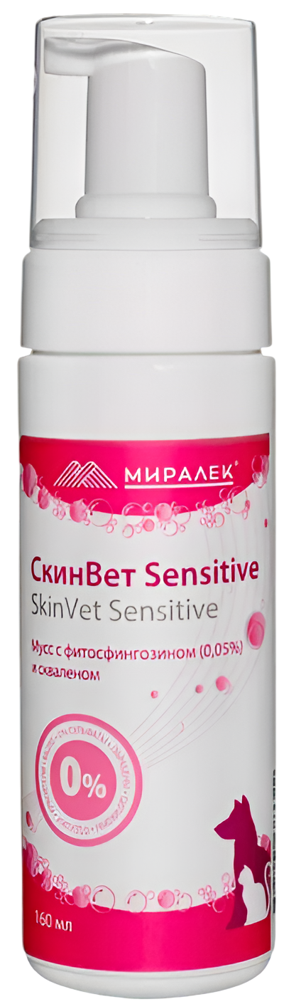 Миралек СкинВет Sensitive мусс для животных, 160 мл
