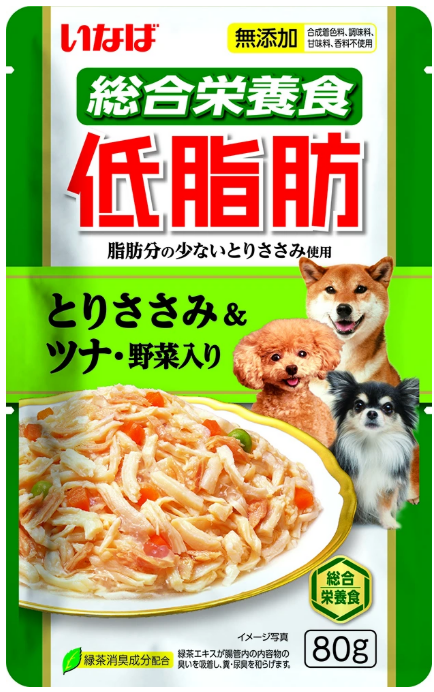 INABA Teishibo для собак (куриное филе и тунец с овощами), 80 г