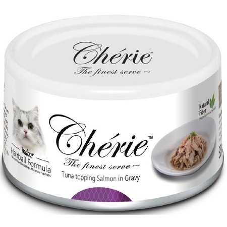 Cherie Hairball Control для кошек (тунец с лососем в бульоне), 80 г
