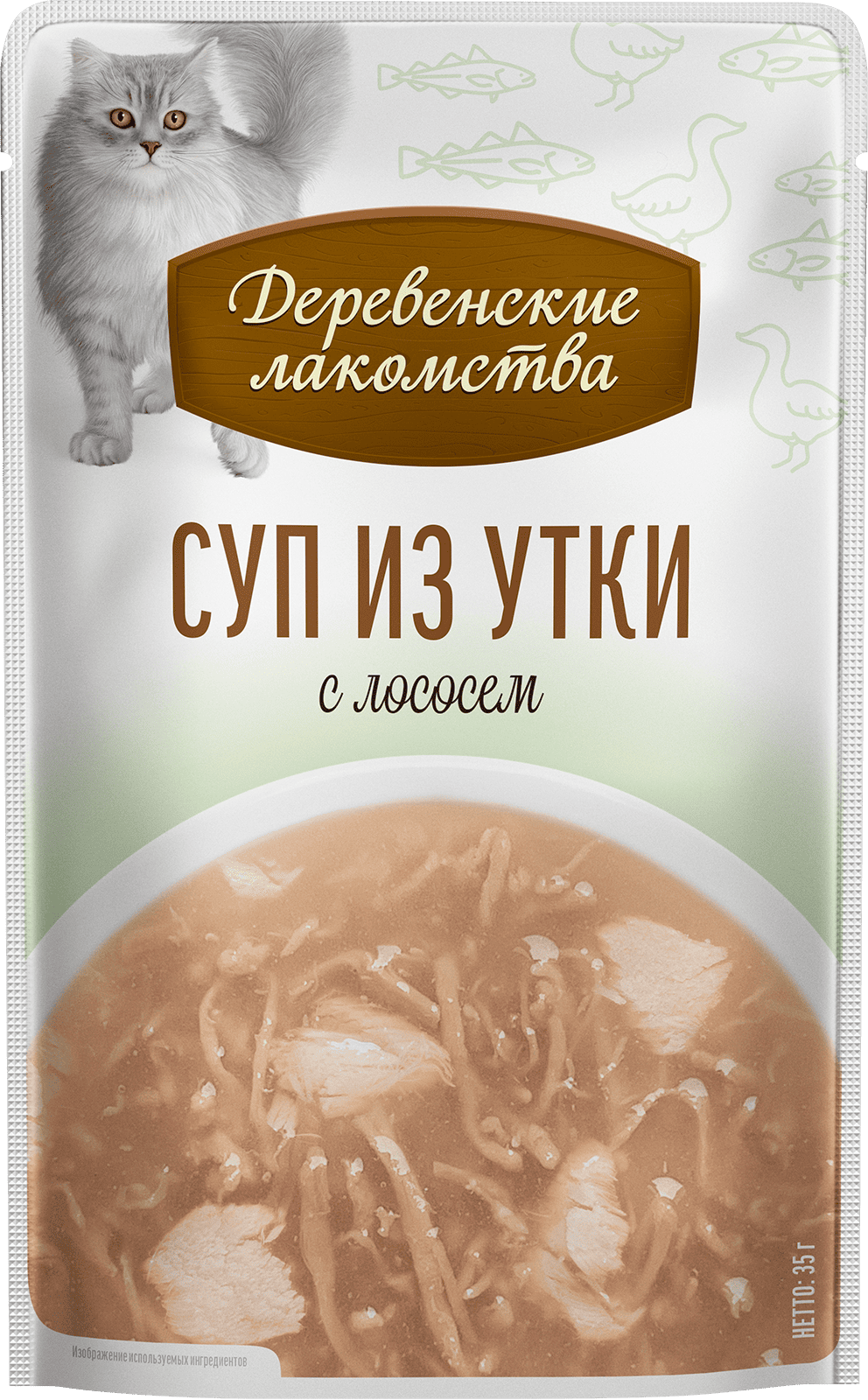 Деревенские лакомства для кошек (из утки с лососем), 35 г
