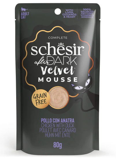 Schesir After Dark Velvet для кошек (мусс с курицей и уткой), 80 г