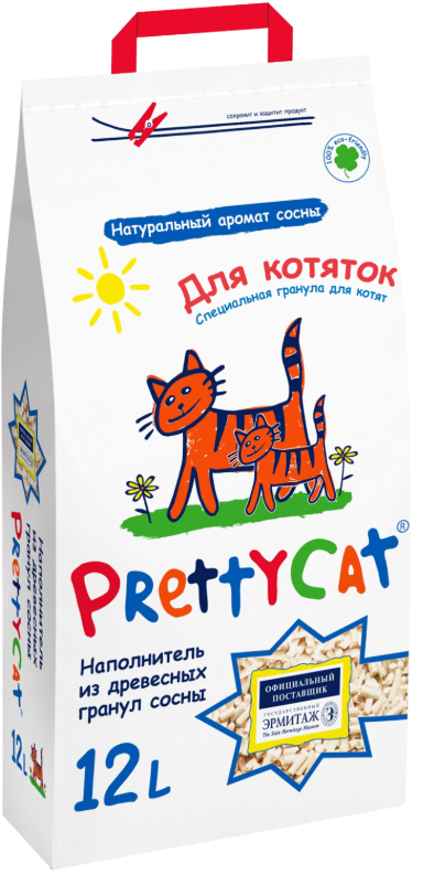 PrettyCat наполнитель древесный для котят, 12 л