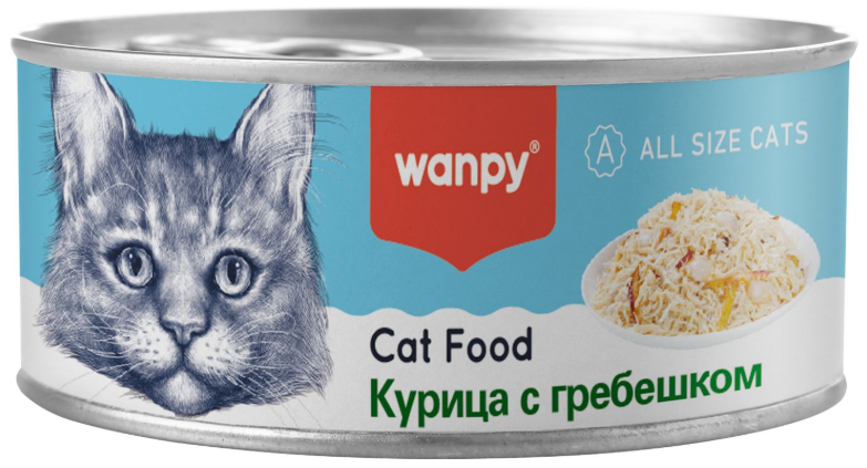 Wanpy для котов (курица с гребешком), 95 г