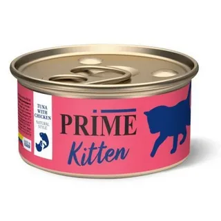  PRIME ADULT для котят (тунец премиум с курицей в собственном соку),  85 г