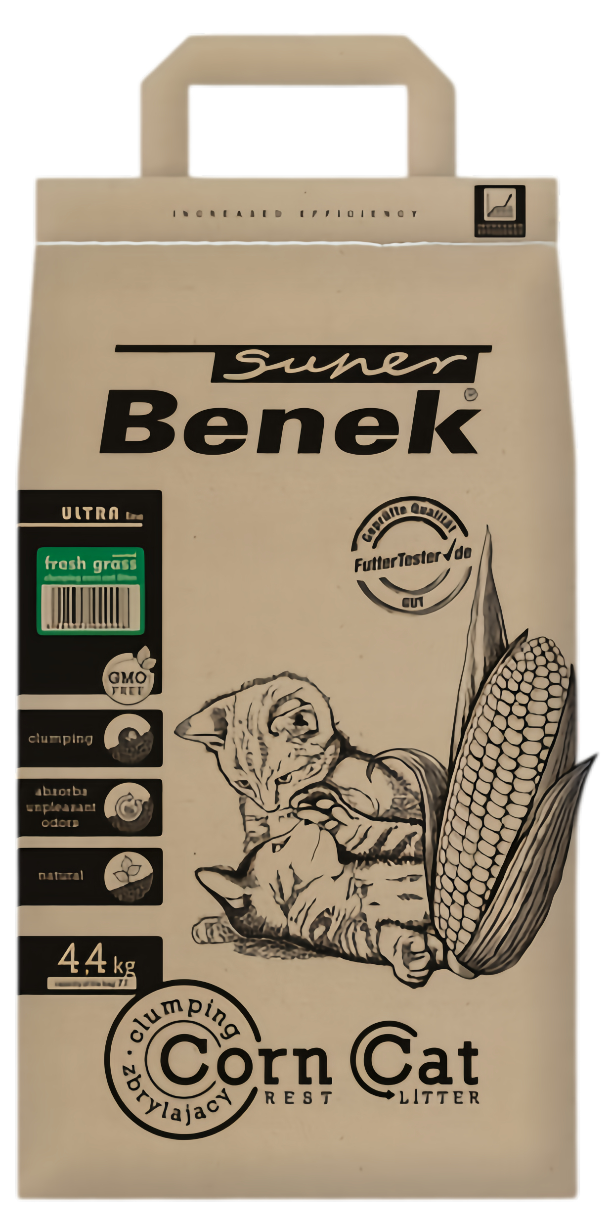 Super Benek Ultra наполнитель кукурузный для котов "Свежая трава", 7 л