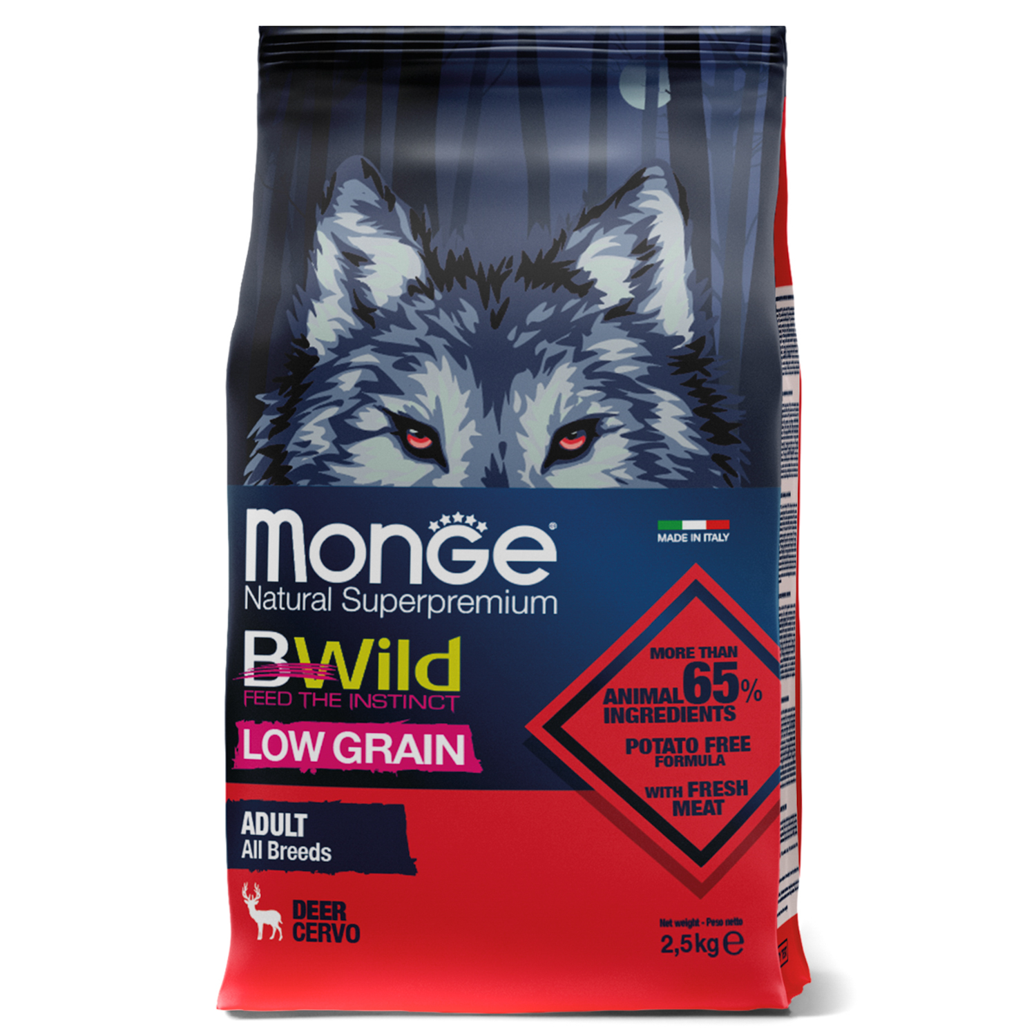 Monge BWild Low Grain для собак всех пород (с олениной)