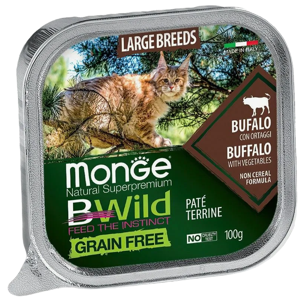 Monge BWild Grain Free для крупных кошек (с буйволом), 100 г