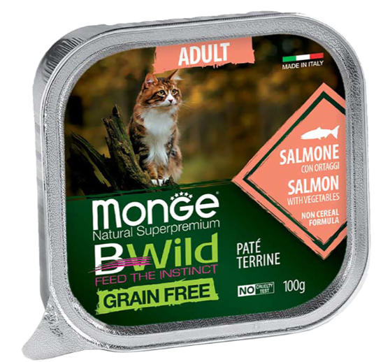 Monge BWild Grain Free для взрослых кошек (с лососем), 100 г