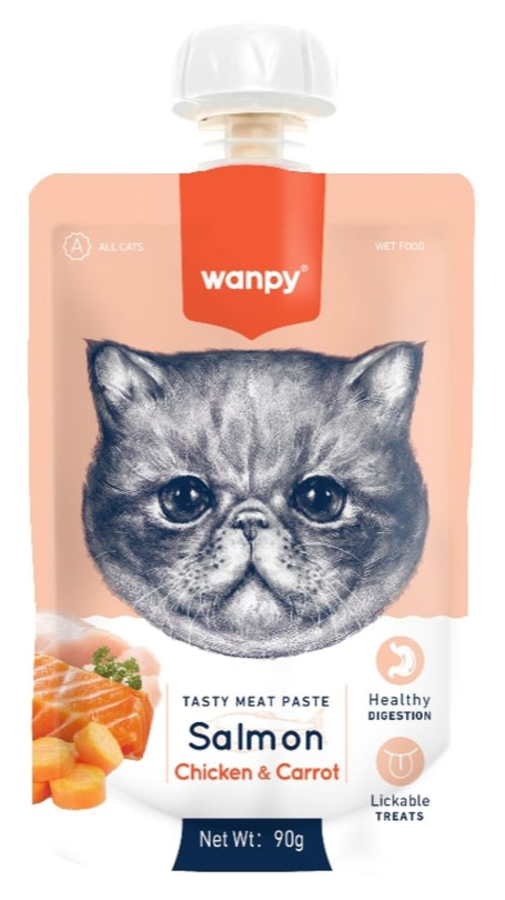 Wanpy для котов (мясной мусс из лосося), 90 г