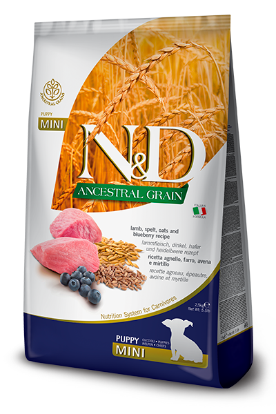 Farmina N&D Ancestral Grain для щенков мелких пород (ягнёнок с черникой)