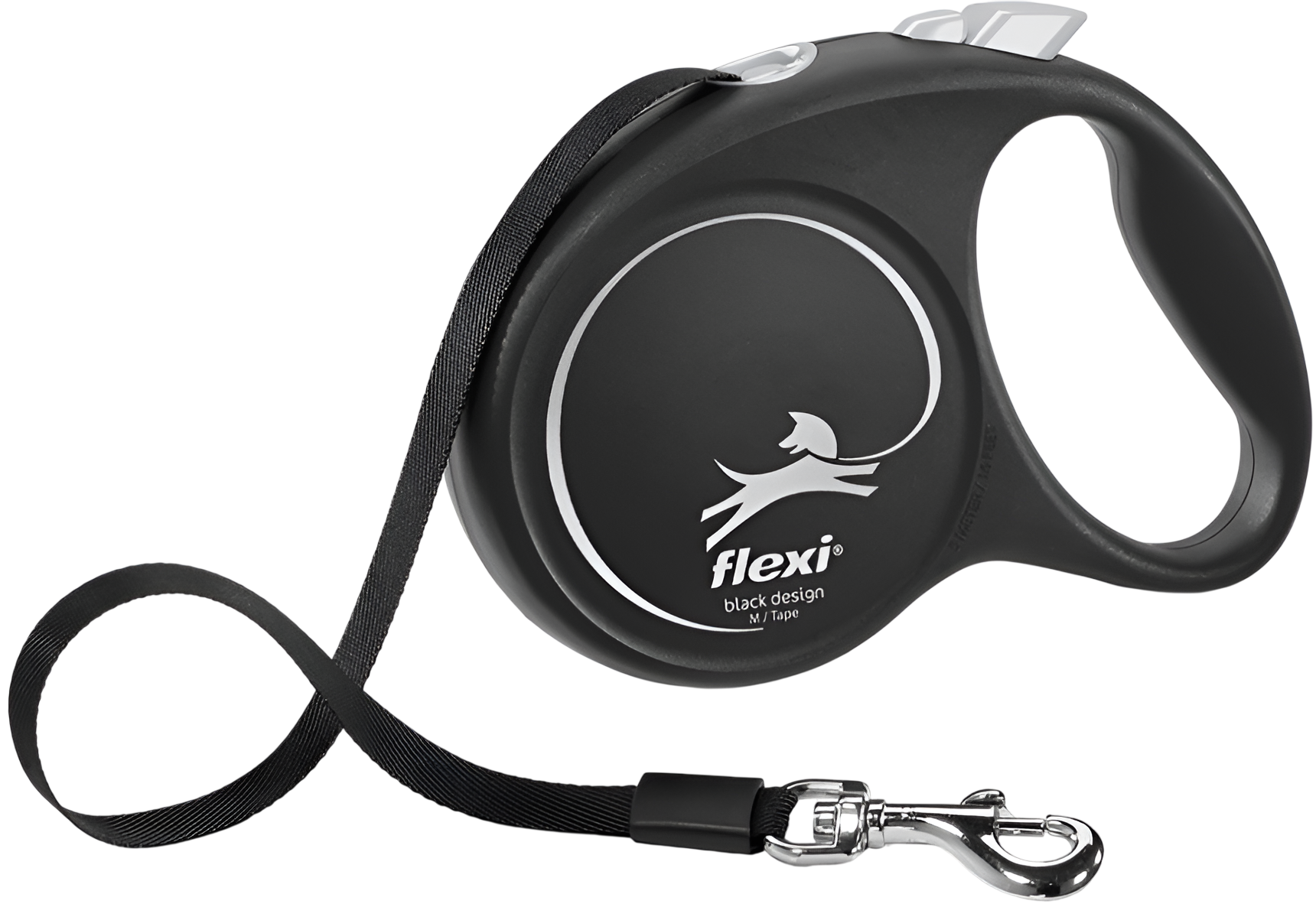 Flexi Black Desing 5 м поводок - рулетка лента (черный/зеленый), M