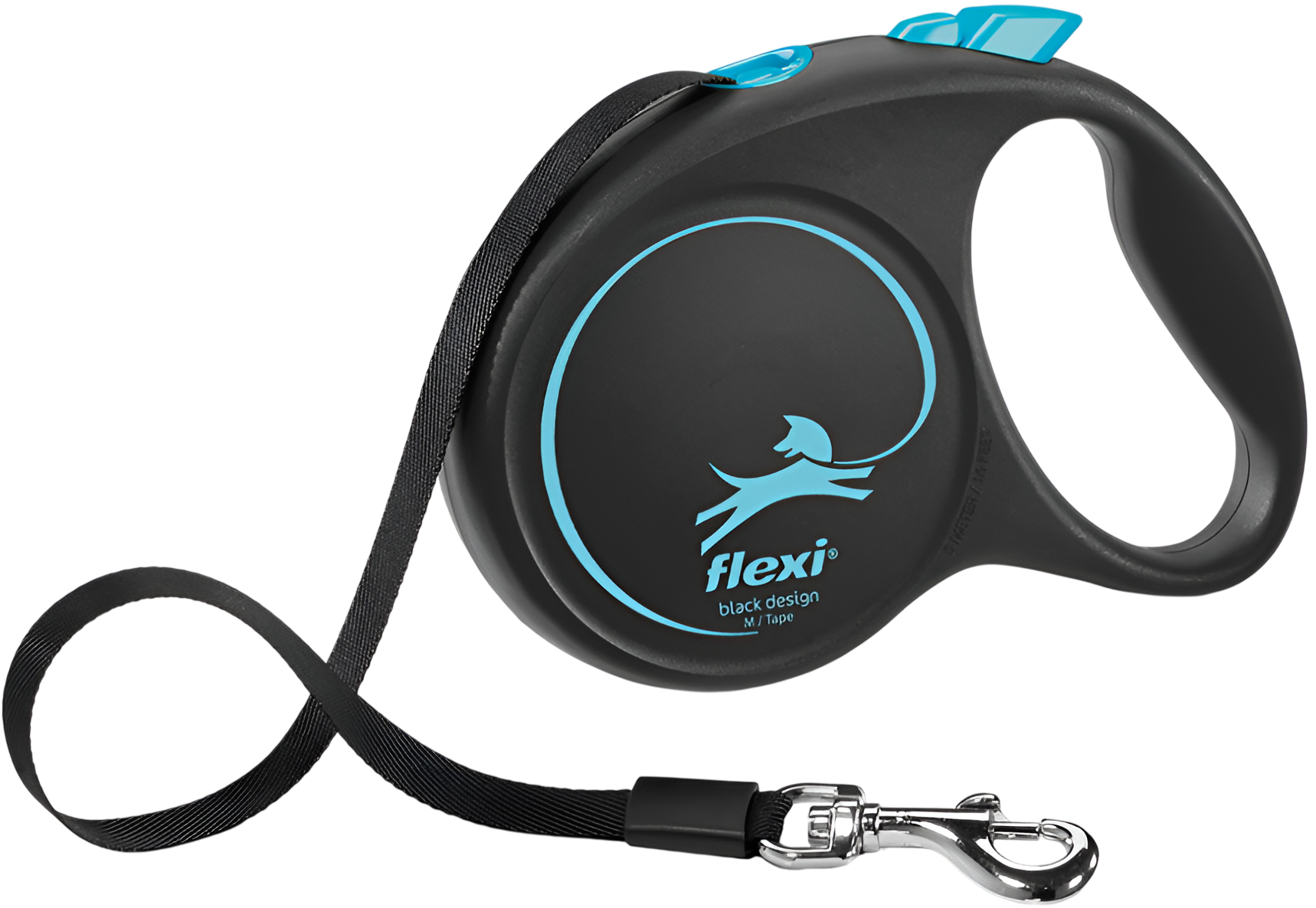 Flexi Black Desing поводок - рулетка лента (черный/синий)