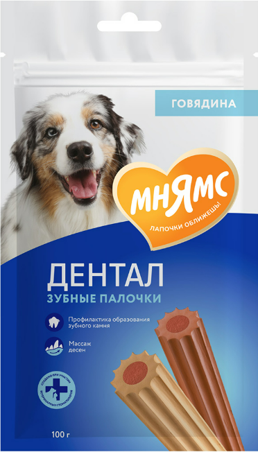 Мнямс Дентал для собак (зубные палочки с говядиной), 100 г