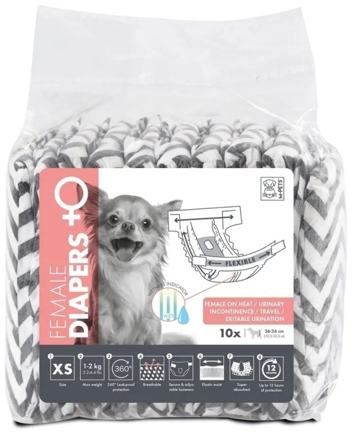 M - Pets подгузники для собак одноразовые, XS