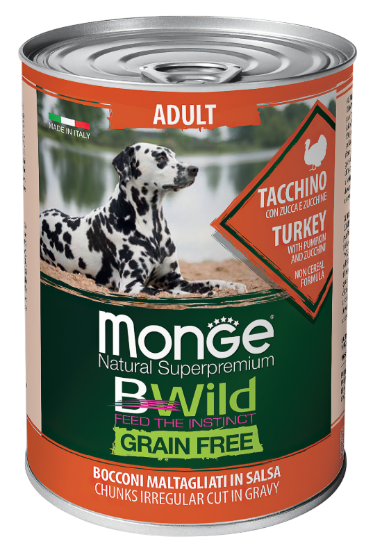 Monge BWild GrainFree для собак (индейка с тыквой и кабачками), 400 г