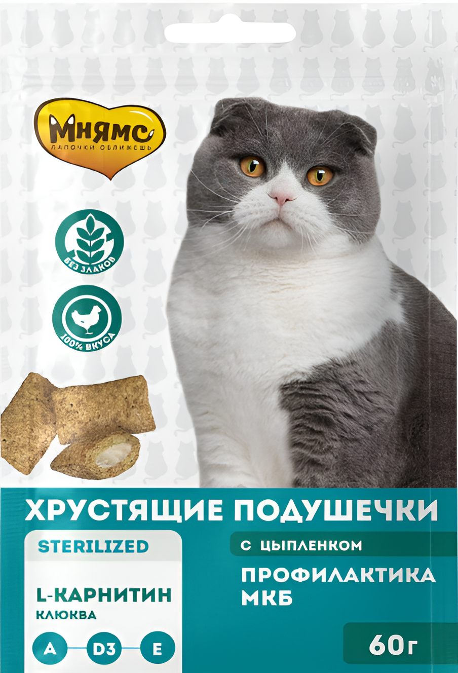 Мнямс Хрустящие подушечки "Профилактика МКБ", 60 г