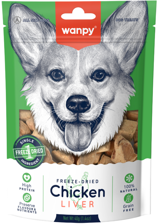 Wanpy Dog для собак (сублимированная куриная печень), 40 г