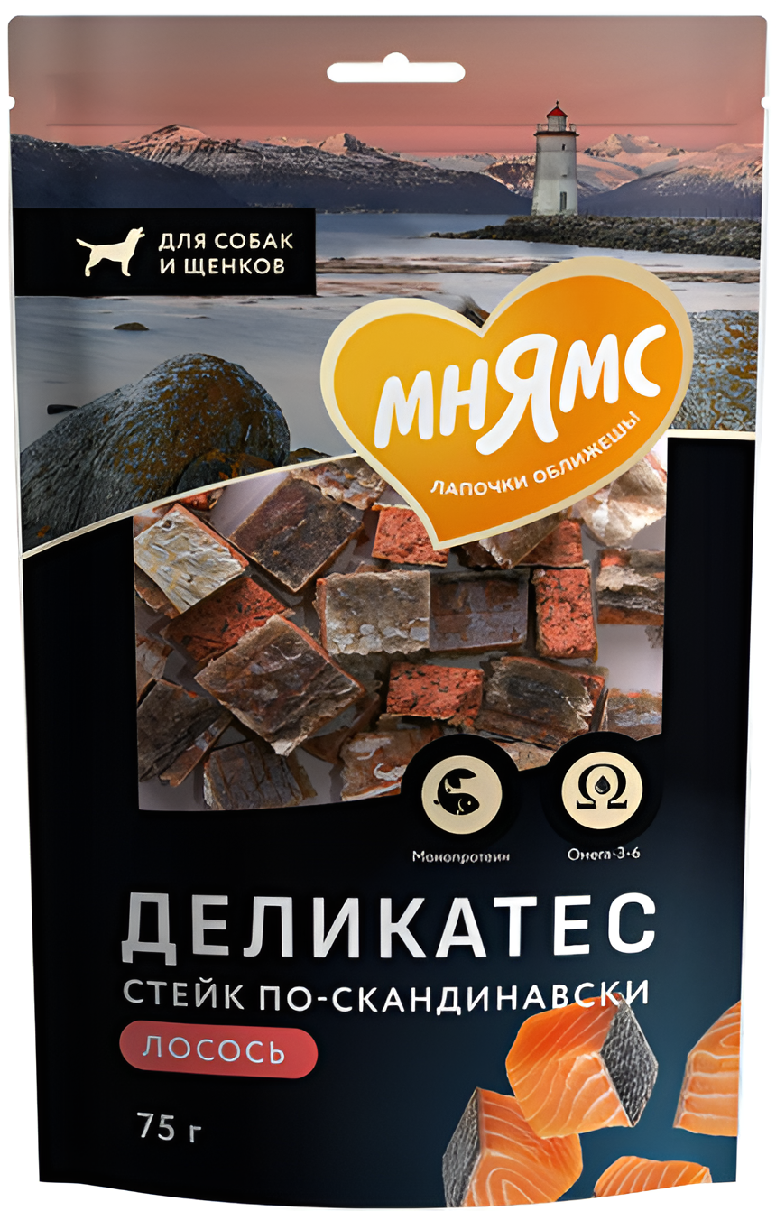 Мнямс Деликатес "Стейк по - скандинавски" (из лосося), для собак, 75 г