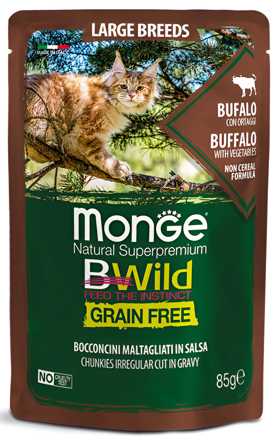 Monge BWild Grain Free для крупных кошек (с буйволом), 85 г