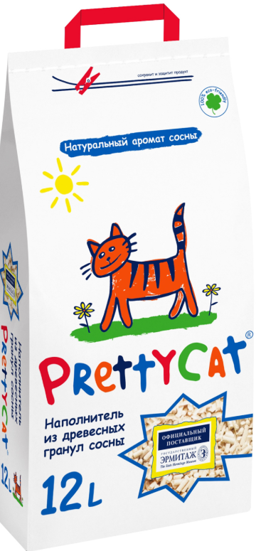 PrettyCat наполнитель древесный для котов, 12 л