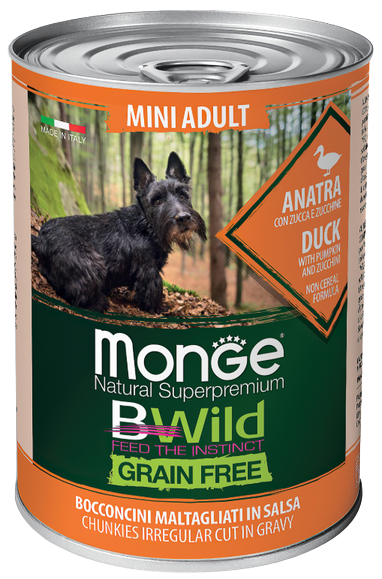 Monge BWild GrainFree для собак (утка с тыквой и кабачками), 400 г