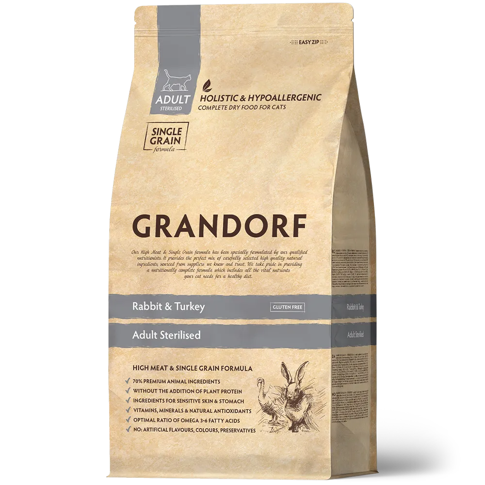 Grandorf для стерилизованных кошек (кролик и индейка), 400 г