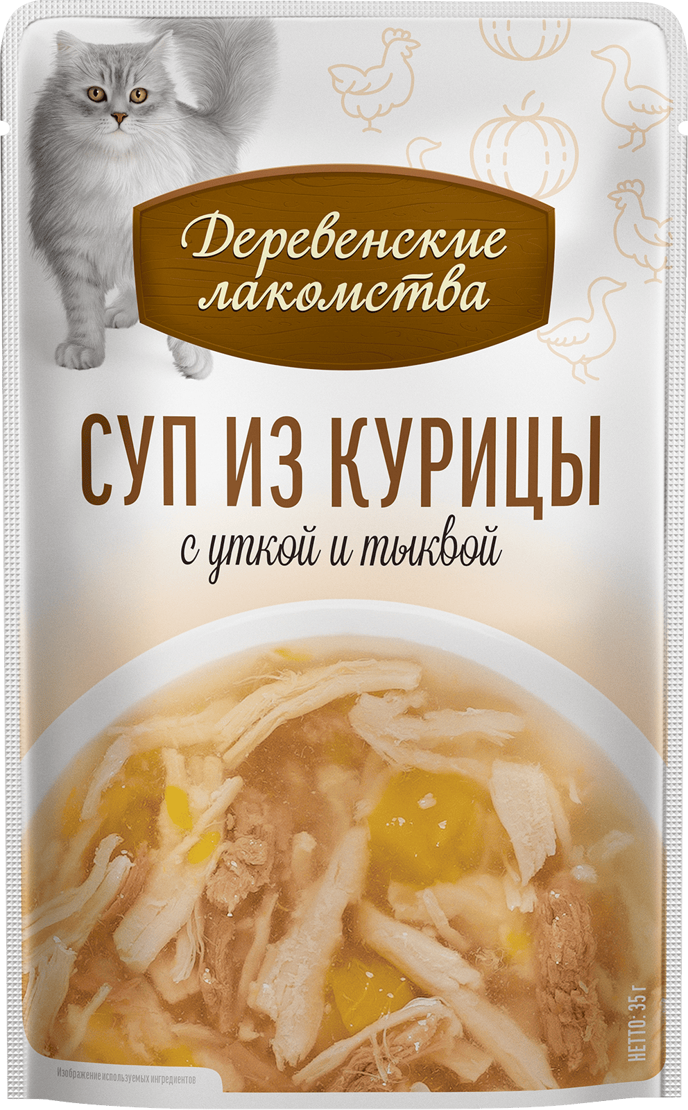 Деревенские лакомства для кошек (из курицы с уткой), 35 г