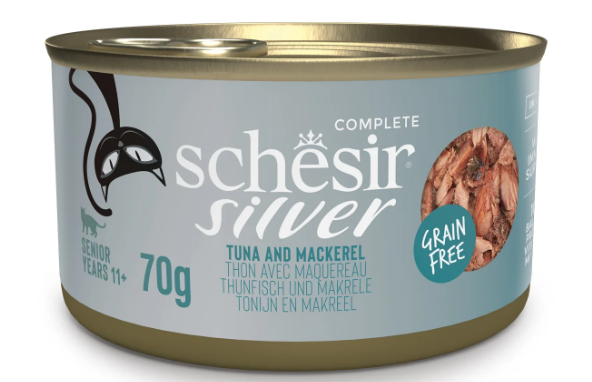 Schesir Silver для кошек (тунец и скумбрия в бульоне), 70 г