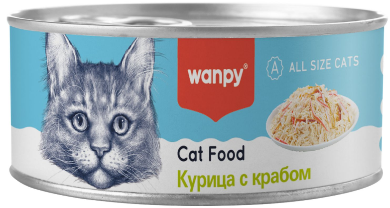 Wanpy для котов (курица с крабом), 95 г