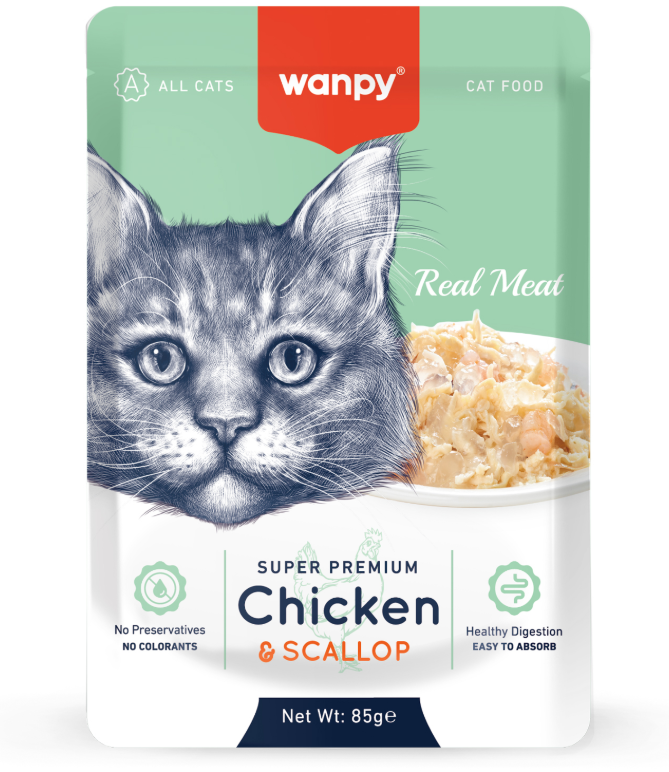 Wanpy для котов (курица с гребешком), 85 г