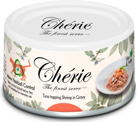 Cherie Hairball Control для кошек (тунец с креветками в бульоне), 80 г