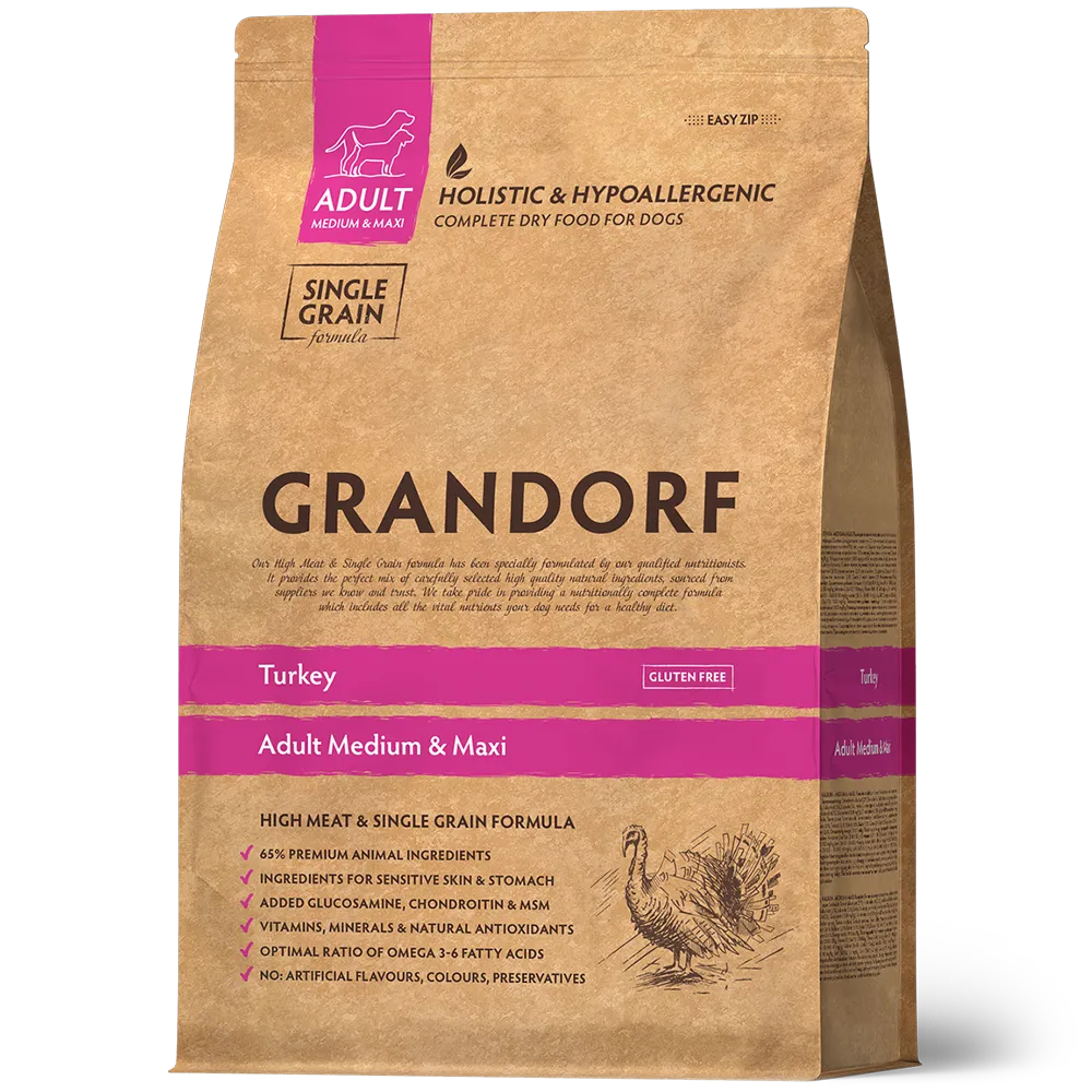 Grandorf для собак средних и крупных пород (индейка), 3 кг