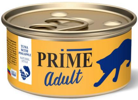PRIME ADULT для кошек (тунец с ананасом в собственном соку), 85 г