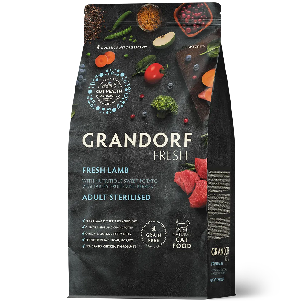 Grandorf Fresh для стерилизованных кошек (ягнёнок со сладким картофелем), 400 г