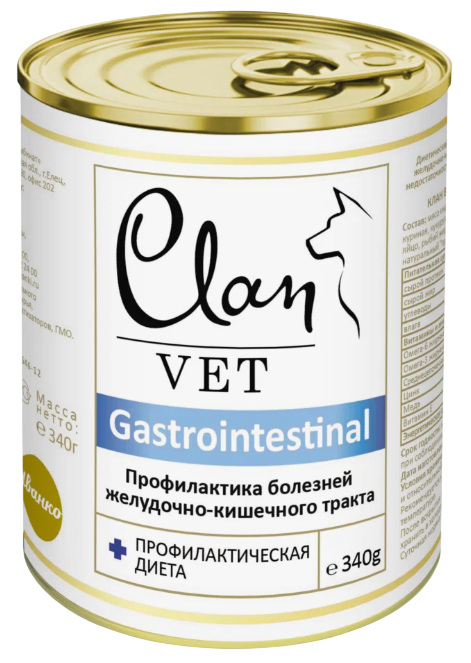 Clan Vet Gastrointestinal для собак, 340 г