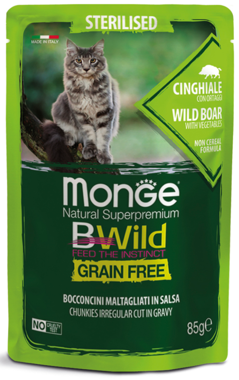 Monge BWild Grain Free для стерилизованных кошек (с кабаном), 85 г