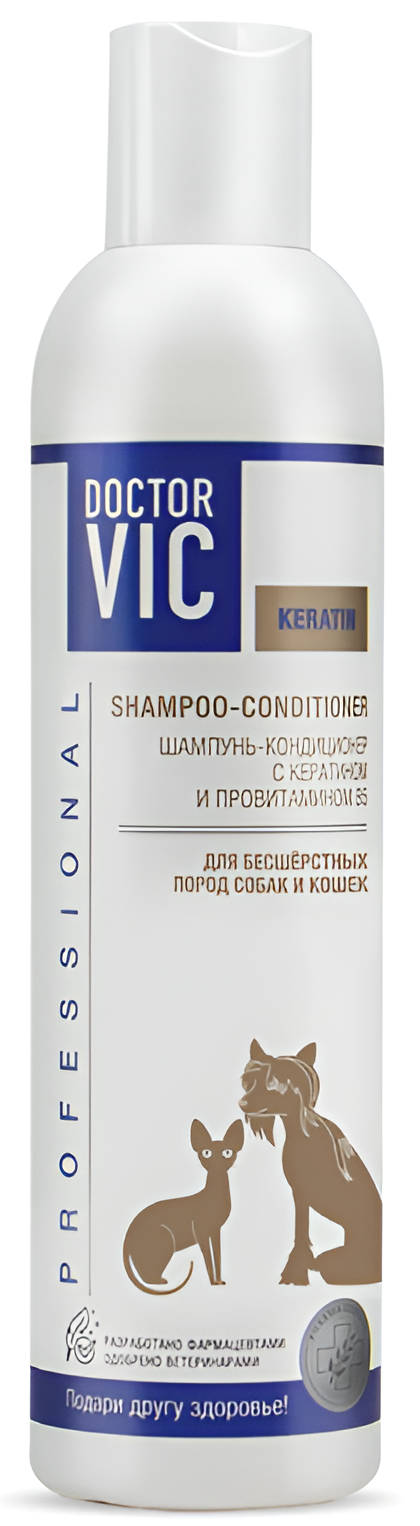 DOCTOR VIC шампунь - кондиционер для бесшерстных пород собак и кошек, 250 мл