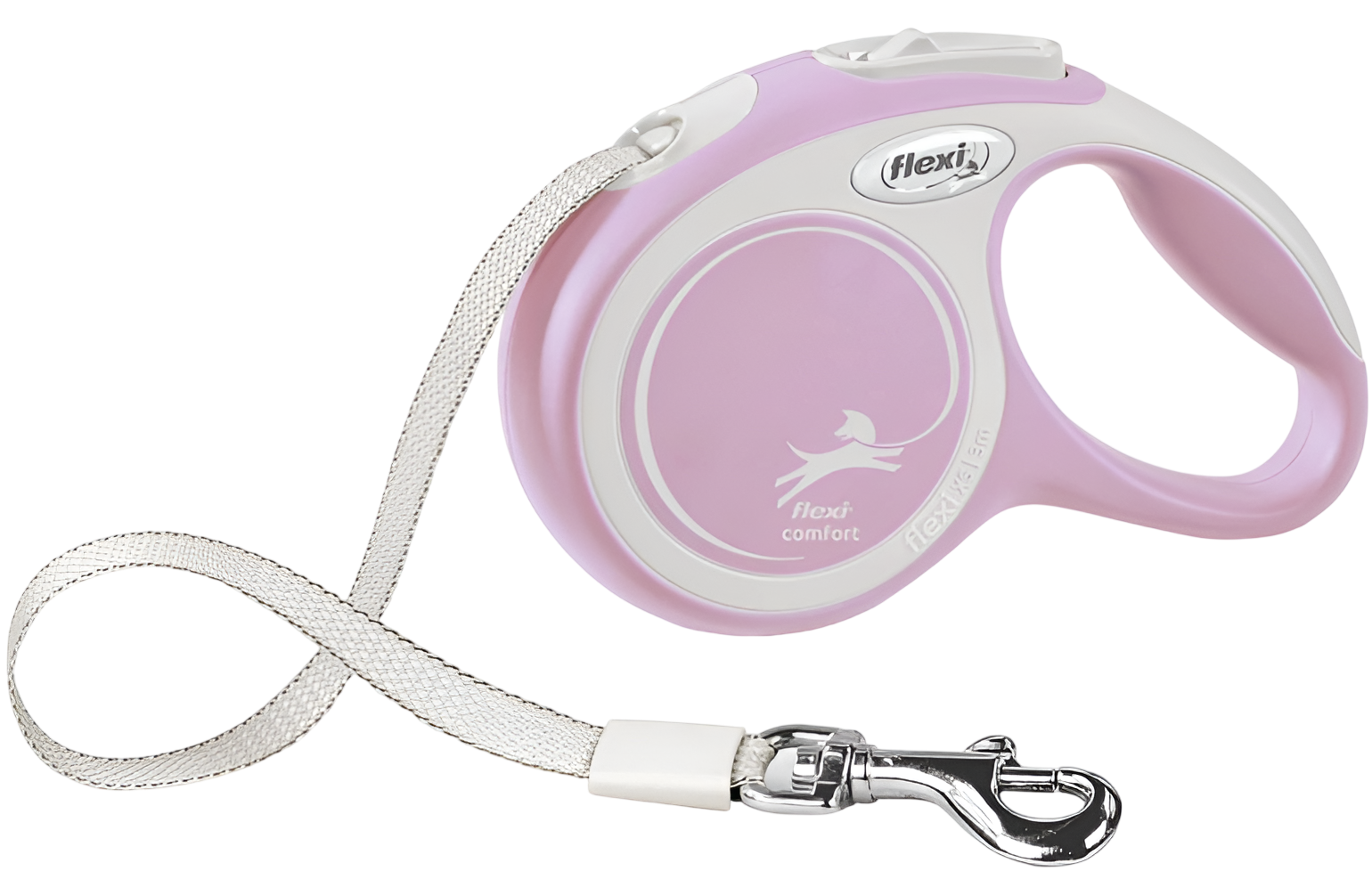 Flexi New Comfort 3 м поводок - рулетка лента (серо-розовый), XS