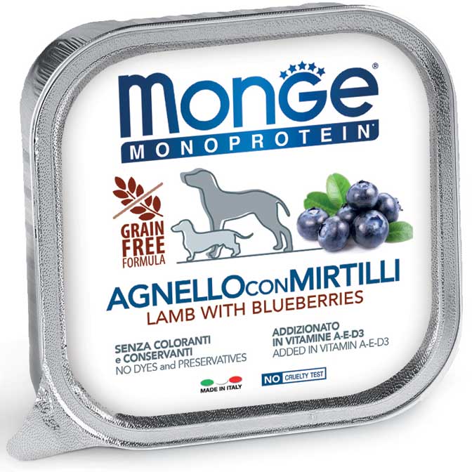 Monge Monoprotein для взрослых собак (ягнёнок с черникой), 150 г