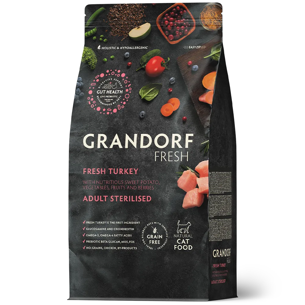 Grandorf Fresh для стерилизованных  кошек (индейка со сладким картофелем), 400 г