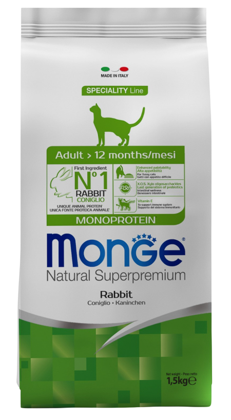 Monge Cat Monoprotein для кошек (кролик), 1.5 кг