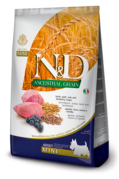 Farmina N&D Ancestral Grain для собак мелких пород (ягнёнок с черникой)