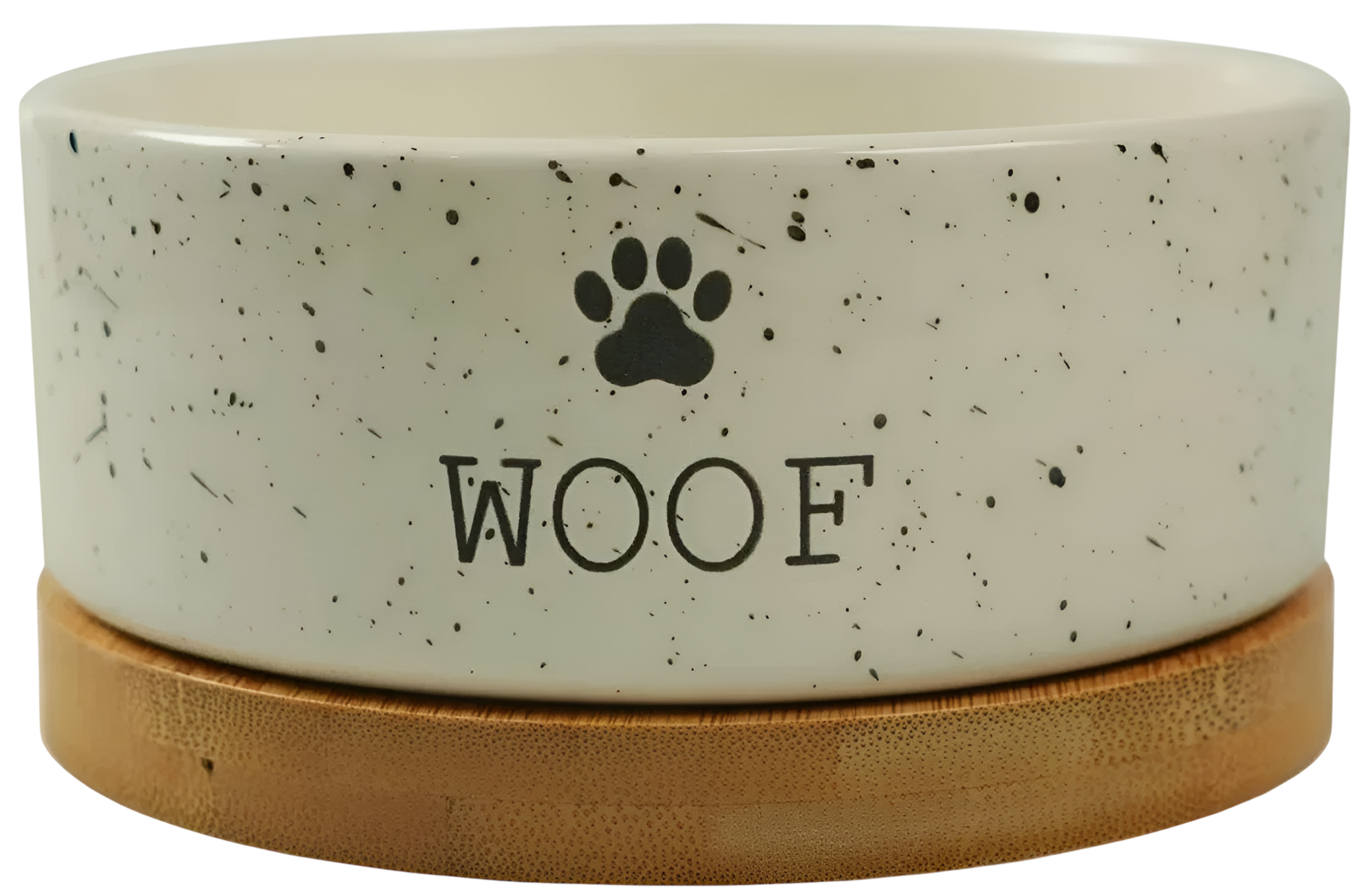Mr.Kranch Bamboo WOOF миска керамическая на бамбуковой подставке 